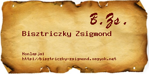 Bisztriczky Zsigmond névjegykártya